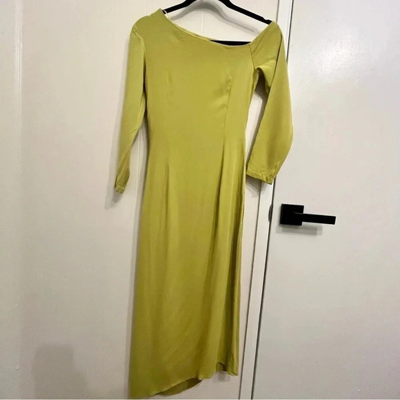 Reiss Nadia drape lime green midi dress size 0 - Picture 10 of 14